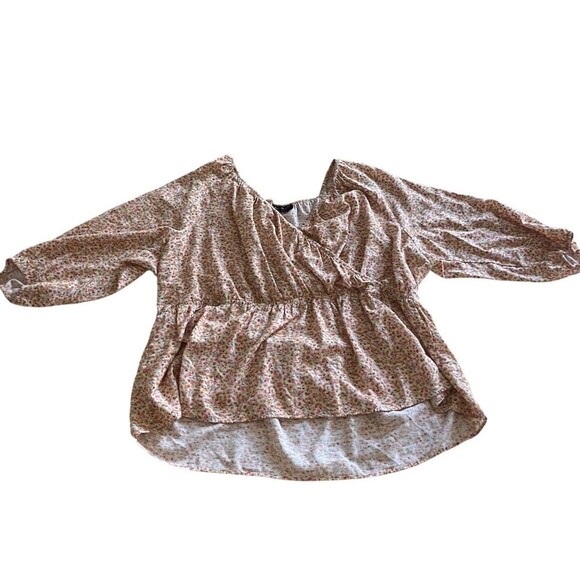 Lane Bryant Tiny Floral V Neck Elastic Waist High Low Boho Cottage Core Blouse26 - Picture 5 of 10